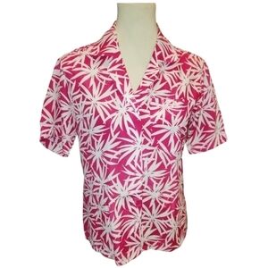 Tropical Flowers Button Up Short Sleeve Top Judy Bond